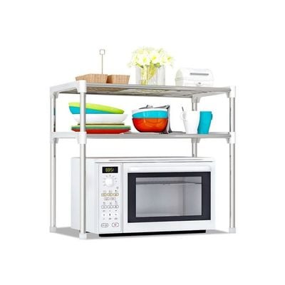 2-Tier Multi Functional Kitchen Storage Shelf Rack Silver 58x28x6centimeter