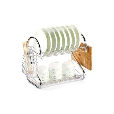 2-Tier Multifunctional Storage Rack Silver 38x21x25centimeter