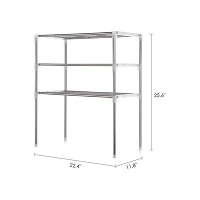 3-Tier Multi Functional Kitchen Storage Shelf Silver 58x28x6centimeter