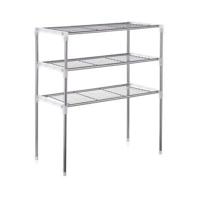 3-Tier Multi Functional Kitchen Storage Shelf Silver 58x28x6centimeter