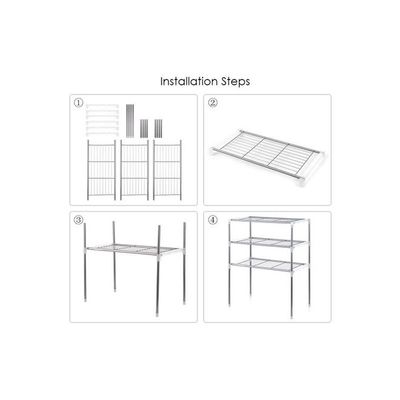 3-Tier Multi Functional Kitchen Storage Shelf Silver 58x28x6centimeter