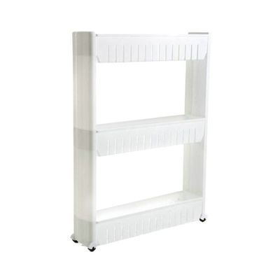 3-Tier Portable Trolley Rack White 56x13.5x25centimeter