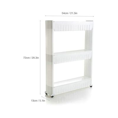 3-Tier Portable Trolley Rack White 56x13.5x25centimeter