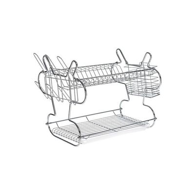 Two Layer Dish Drainer Rack Silver 440x115x310millimeter