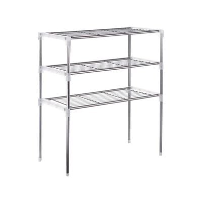 3-Tier Multi-Functional Kitchen Storage Rack Silver/White 22.4x11.8x25.6inch