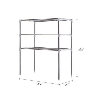 3-Tier Multi-Functional Kitchen Storage Rack Silver/White 22.4x11.8x25.6inch