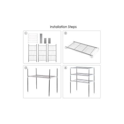 3-Tier Multi-Functional Kitchen Storage Rack Silver/White 22.4x11.8x25.6inch