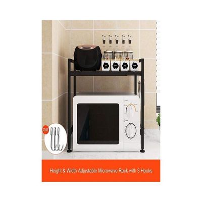 2-Tier Kitchen Counter Microwave Shelf Black 65x48x31cm