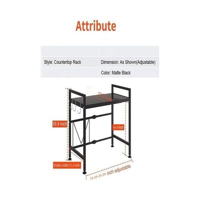 2-Tier Kitchen Counter Microwave Shelf Black 65x48x31cm