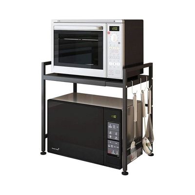 2-Tier Kitchen Counter Microwave Shelf Black 65x48x31cm