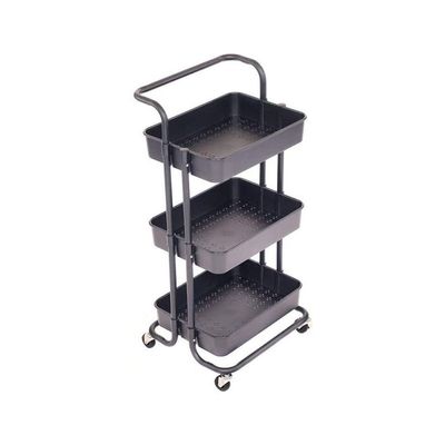 3 Tier Utility Rolling Storage Cart With Handles And Lockable Wheels Brown 43x36x86.5cm