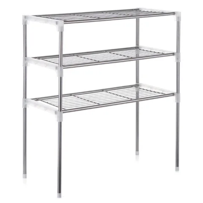 3-Tier Multifunctional Storage Rack Silver 22.4x11.8x25.6inch
