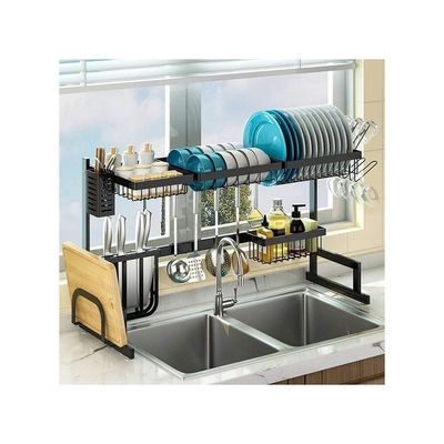 Dish Drying Rack Over The Sink Silver 38.1 x 58.42 x 17.78cm