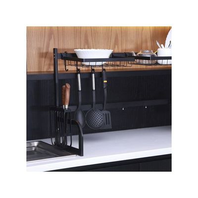 Multi Layer Kitchen Sink Drain Board Rack Black 34x85x89cm