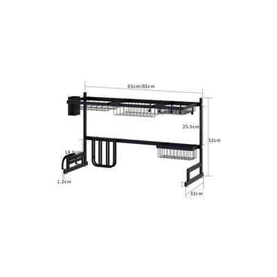 Stainless Steel Dish Drainer Rack Black 65x32x52cm