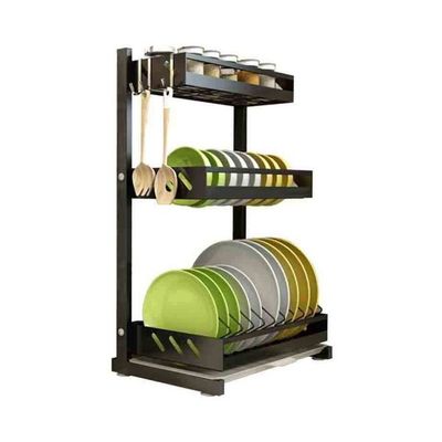 Multifunctional Kitchen Rack Black 39x24x60centimeter