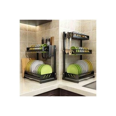 Multifunctional Kitchen Rack Black 39x24x60centimeter