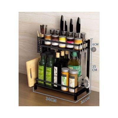 Kitchen 2-Tier Organizer Rack Black 34x41x21cm