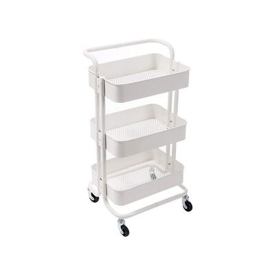3-Tier Multipurpose Utility Rolling Cart With Handle White 33.5x17.5x14.5inch