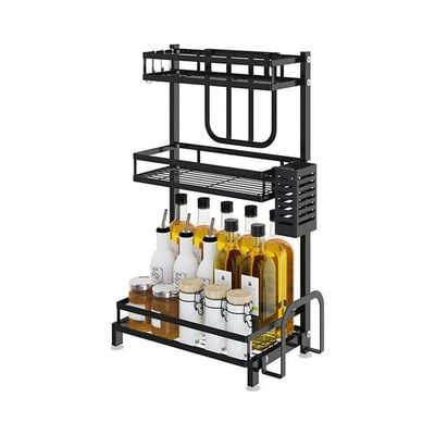 3 Layerd Stainless Steel Kitchen Storage Rack Black 31x23x60.5cm