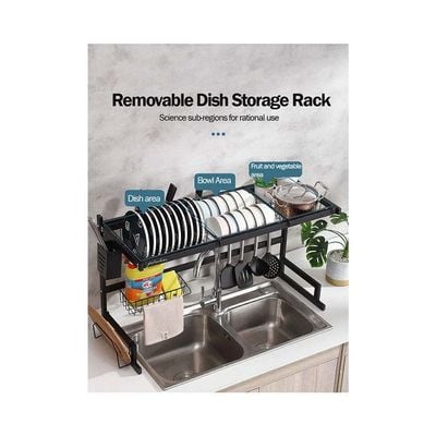 Multi Layer Kitchen Sink Drain Board Rack Black 34x85x89cm