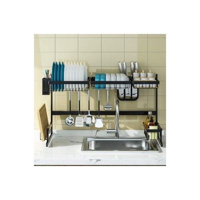 Drainer Shelf For Kitchen Supplies Storage Counter Organizer Utensils Holder Rack Over Sink Black 65cm