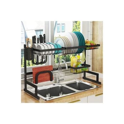 Drainer Shelf For Kitchen Supplies Storage Counter Organizer Utensils Holder Rack Over Sink Black 65cm