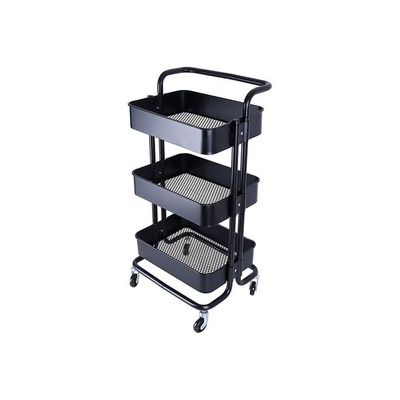 3-Tier Multipurpose Utility Rolling Cart With Handle Black 33.5x17.5x14.5inch