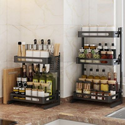 3-Tier Kitchen Utility Space Saving Home Storage Organizer Black 31cm