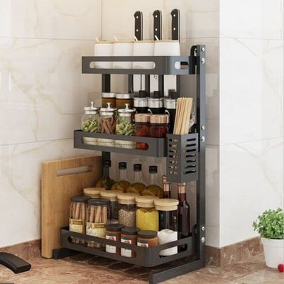 3-Tier Kitchen Utility Space Saving Home Storage Organizer Black 31cm