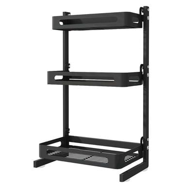 3-Tier Kitchen Utility Space Saving Home Storage Organizer Black 31cm