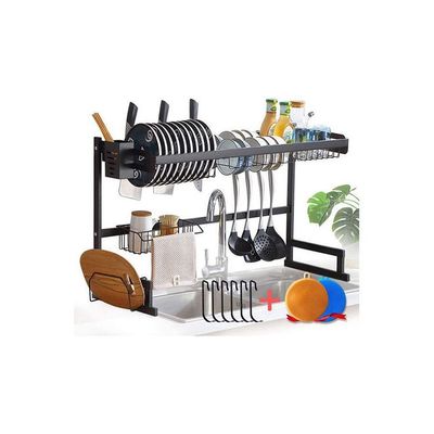 Dish Drying Rack Over The Sink Dish Rack 2 Tier Stainless Steel Dish Rack Large Dish Drainer For Kitchen Organizer Storage Space Saver Black