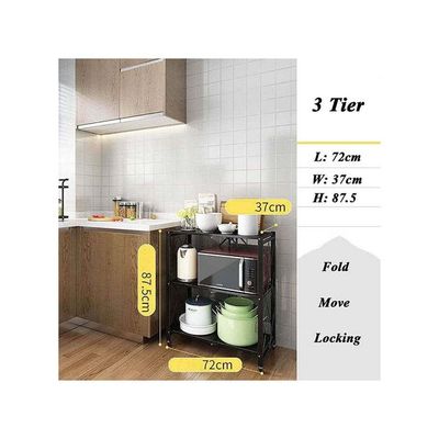 Kitchen Metal Storage Rack Black 72x37x87.5cm