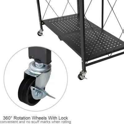 Kitchen Metal Storage Rack Black 72x37x87.5cm