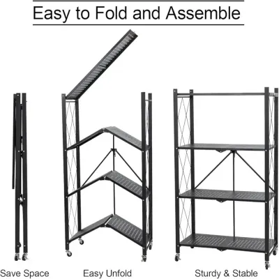 Kitchen Metal Storage Rack Black 72x37x87.5cm