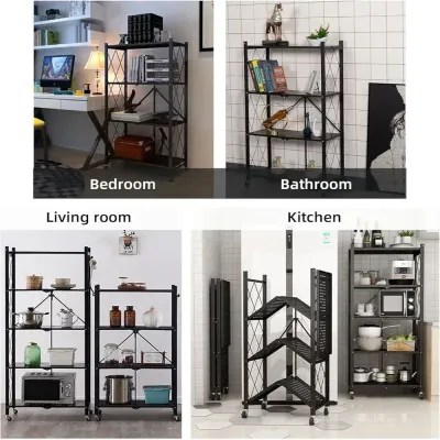 Kitchen Metal Storage Rack Black 72x37x87.5cm
