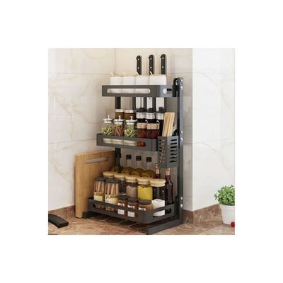 3-Tier Countertop Spice Rack Black 61x37.7x23.4cm