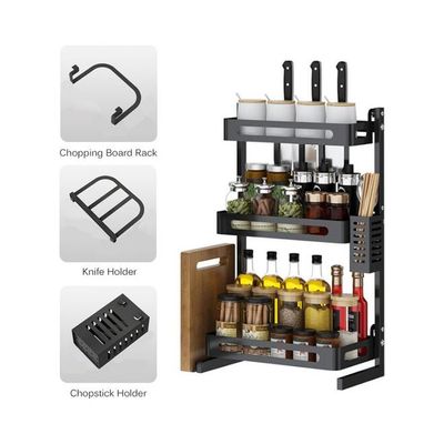 3-Tier Countertop Spice Rack Black 61x37.7x23.4cm