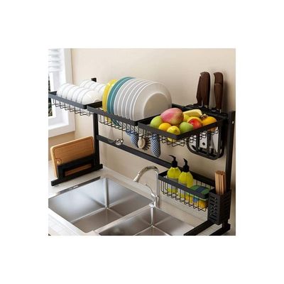 Stainless Steel Dish Drying Rack Black 85x32x52cm