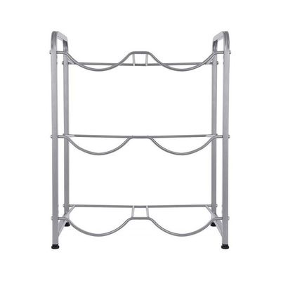 6-Compartment Metal Water Bottle Stand Grey 79centimeter