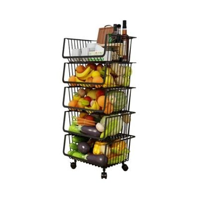 Fruit And Vegetable Storage Trolley Black 41.5x100x33cm