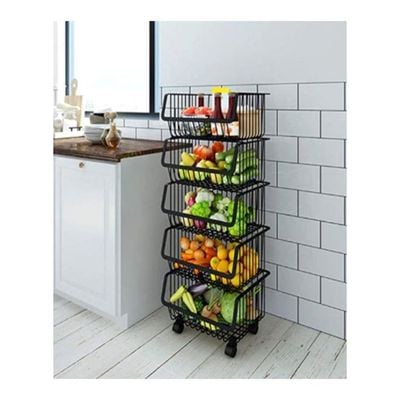 Fruit And Vegetable Storage Trolley Black 41.5x100x33cm