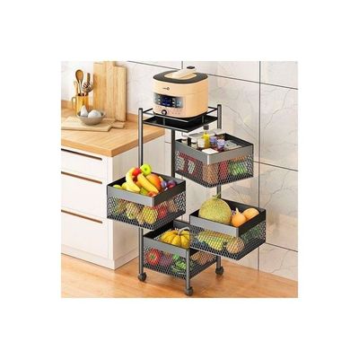 Rotating Storage Rack Basket Black 75x34x34cm