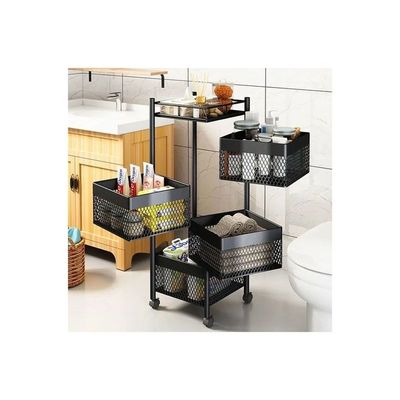 Rotating Storage Rack Basket Black 75x34x34cm