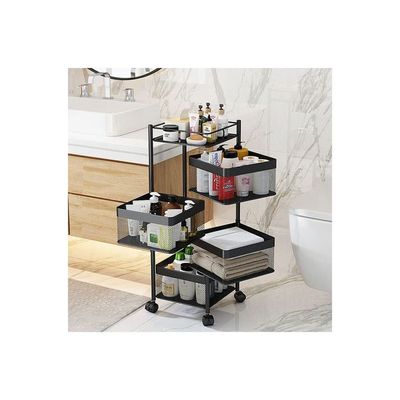 Rotating Storage Rack Basket Black 75x34x34cm