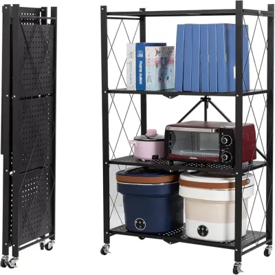 Foldable Storage Rack Black 126x71x35cm