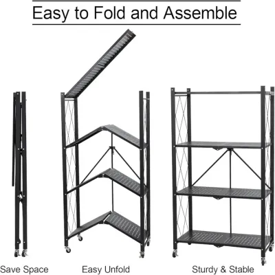 Foldable Storage Rack Black 126x71x35cm