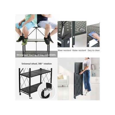 Foldable Storage Rack Black 126x71x35cm