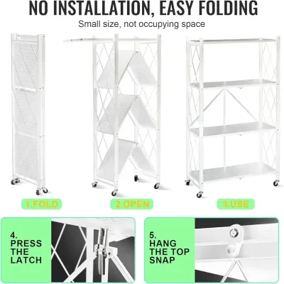 4-Layer Kitchen Storage Racks White 127 x 70 x 34cm