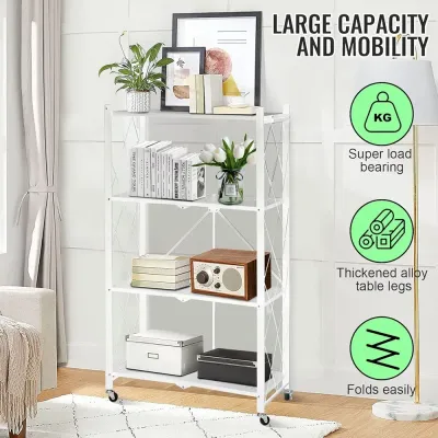 4-Layer Kitchen Storage Racks White 127 x 70 x 34cm